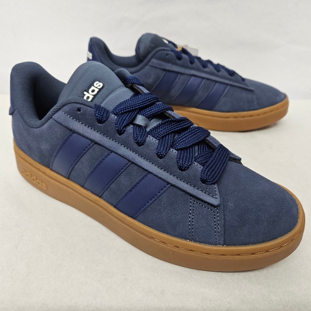 Adidas Grand Court Alpha 00s Sneakers JQ3008 Blue Suede Gum Sole Men Size 10